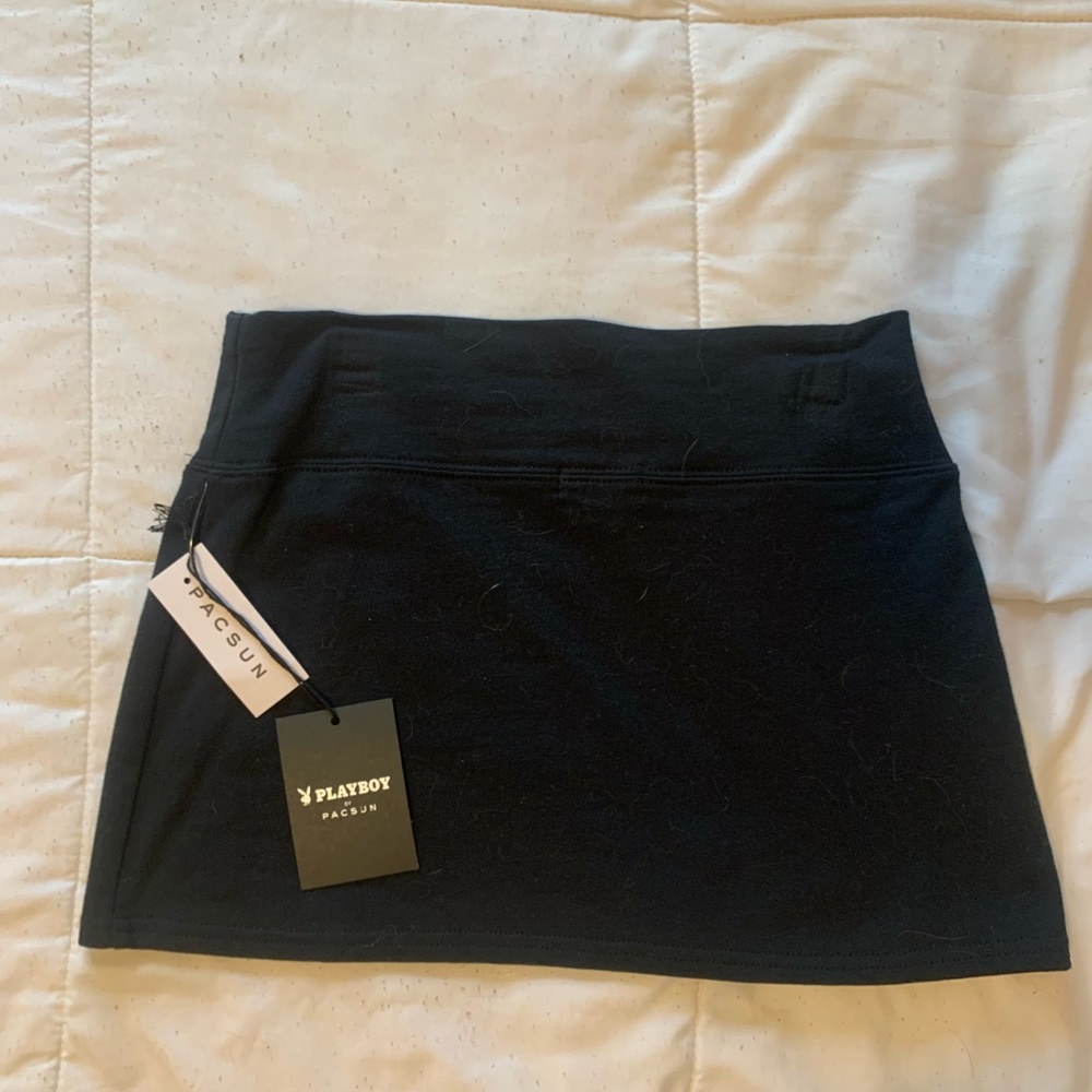 Playboy Cherry Embroidered Logo Black Mini Skirt - Picture 6 of 8